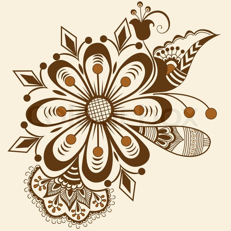 800x800 Vector Abstract Floral Elements In Indian Mehndi Style. Abstract