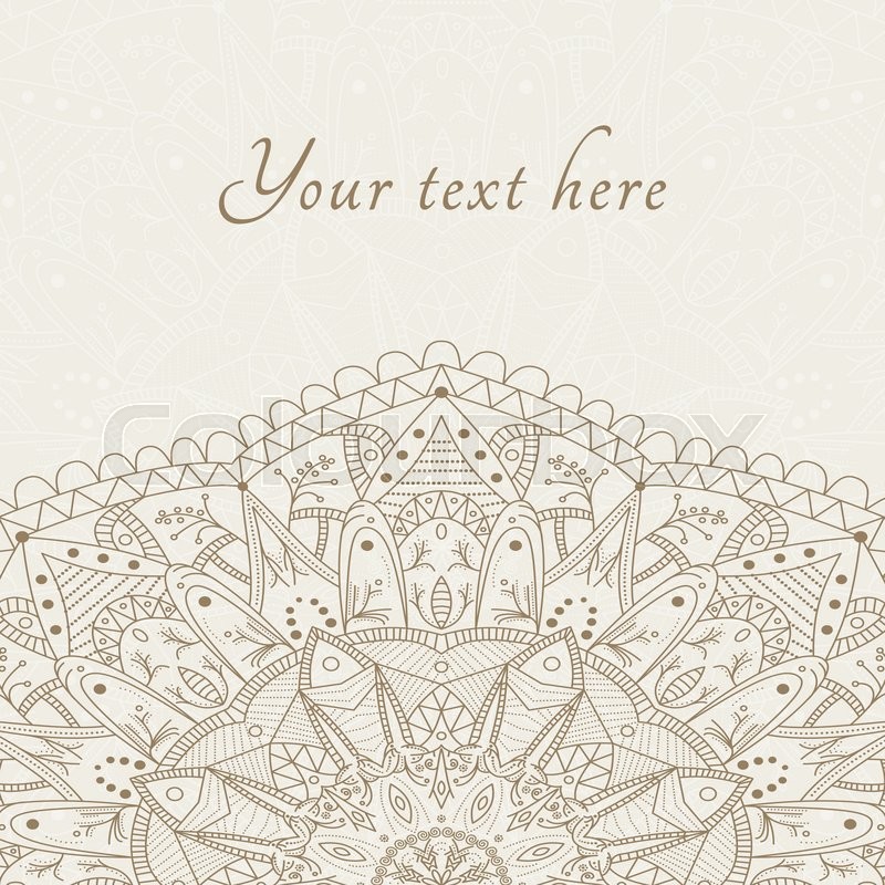 800x800 Abstract Floral Henna Indian Mehndi Card With Text. Mandala Round