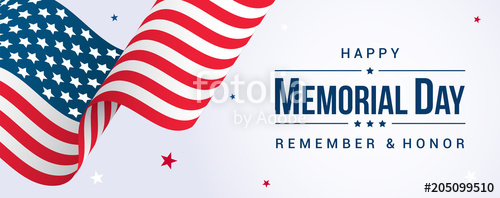 500x198 Memorial Day Banner Vector Illustration, Usa Flag Waving With