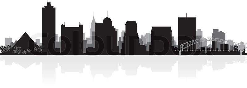 800x285 Memphis Usa City Skyline Silhouette Vector Illustration Stock
