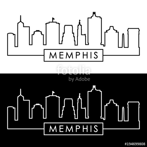 500x500 Memphis Skyline. Linear Style. Editable Vector File. Stock Image