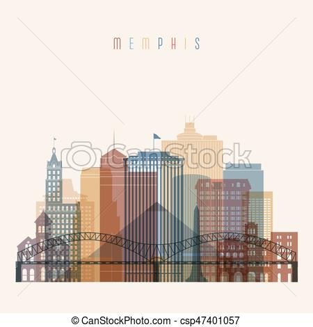 450x470 Transparent Style. Memphis State Tennessee Skyline Detailed