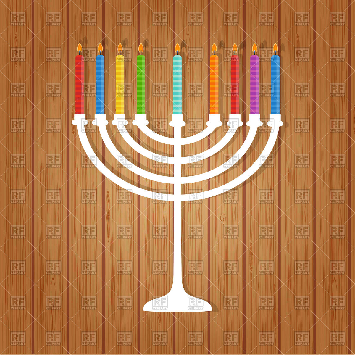 1200x1200 Hanukkah Menorah With Candles On Wooden Background Vector Image