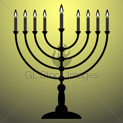 500x500 Menorah For Hanukkah With Shine. Religion Icon. Vector Il... Gl