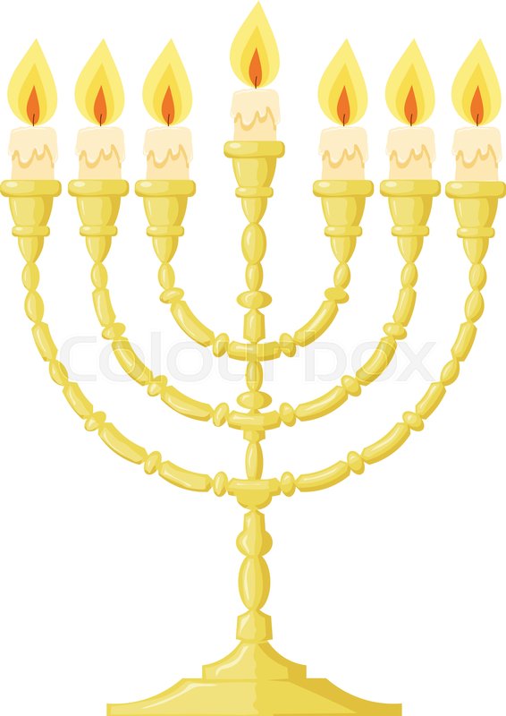 566x800 Vector Illustration Of A Menorah With Candles On A White