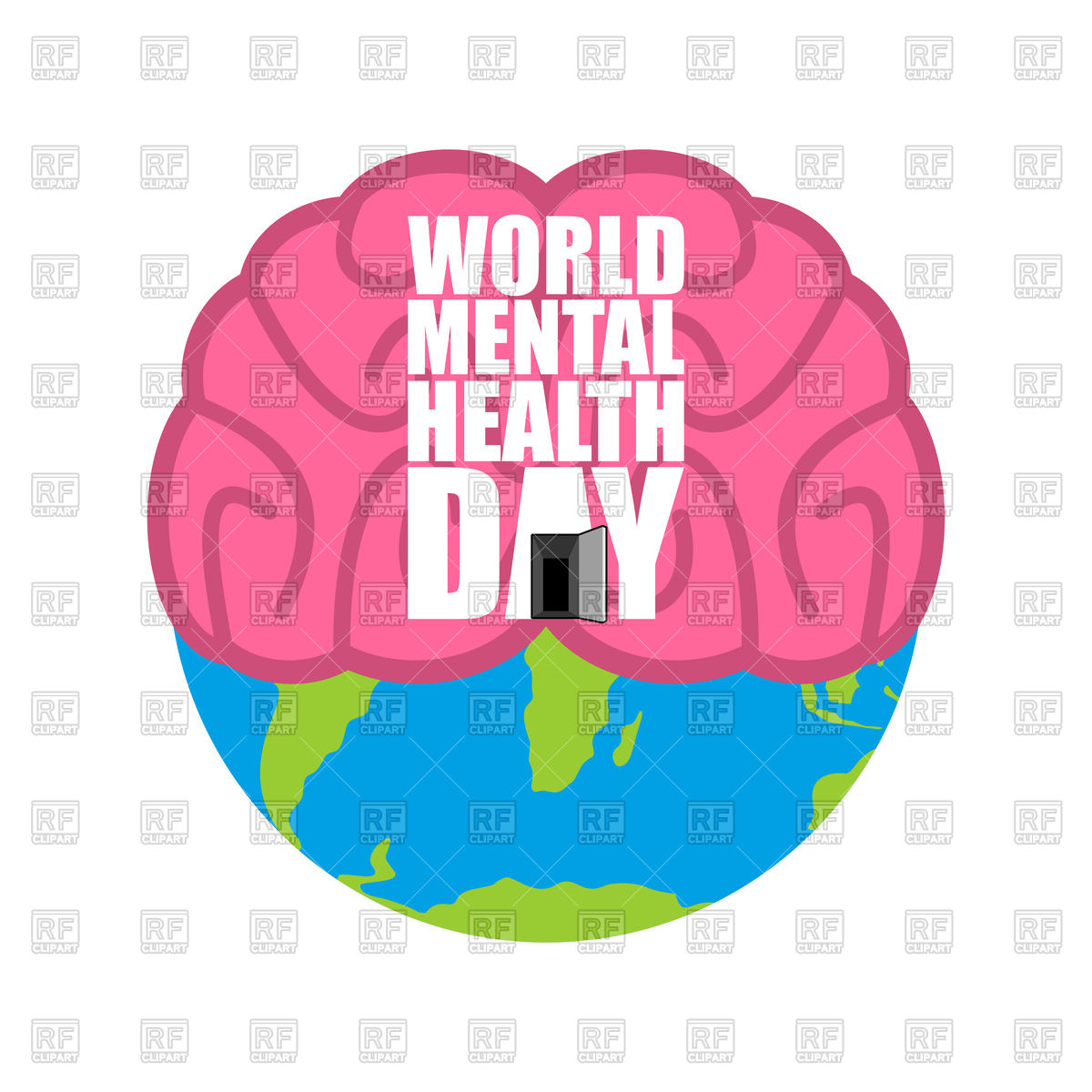1200x1200 World Mental Health Day. Brain And Earth. Vector Image Vector