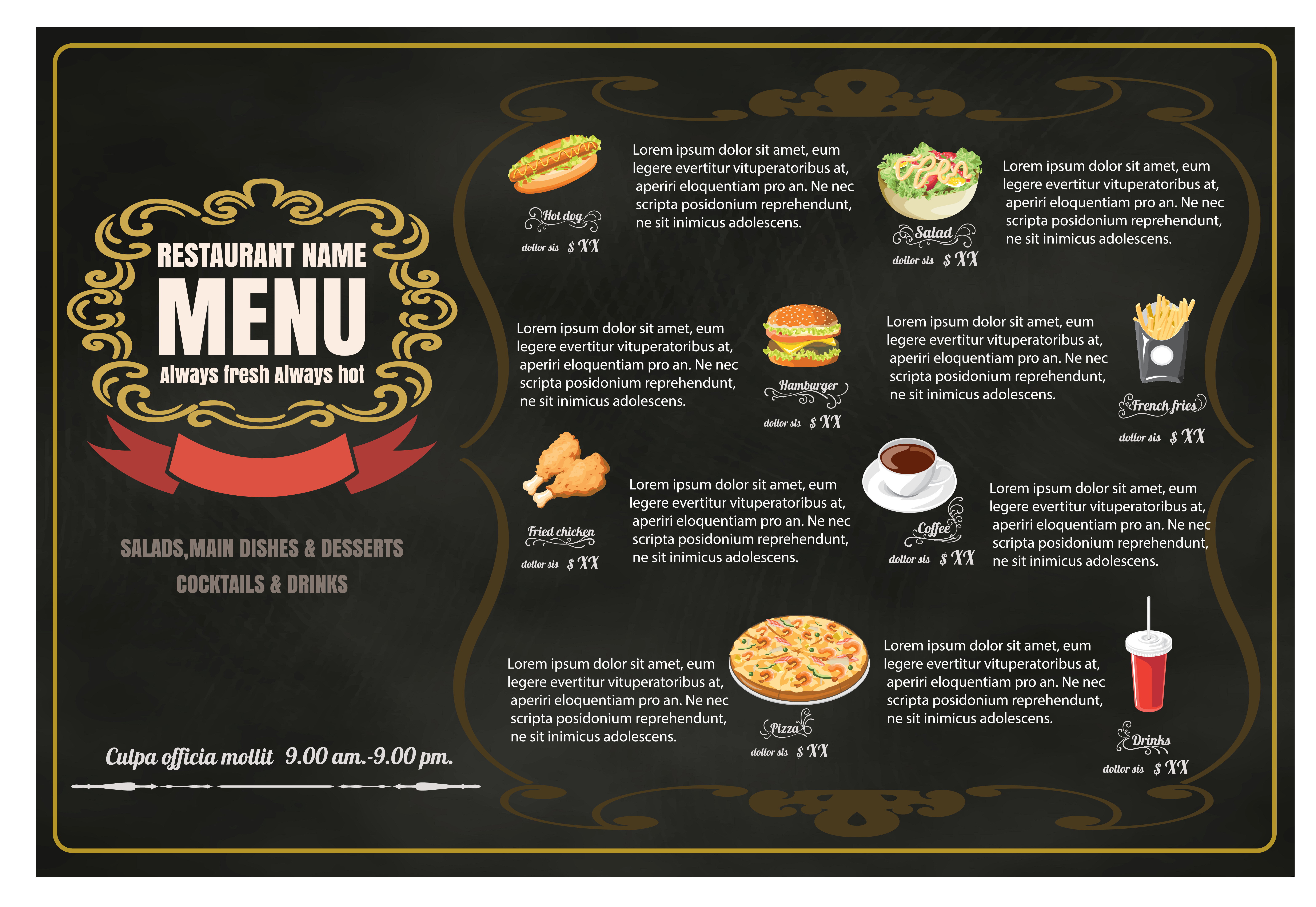 6250x4306 Hamburger Fast Food Menu Restaurant