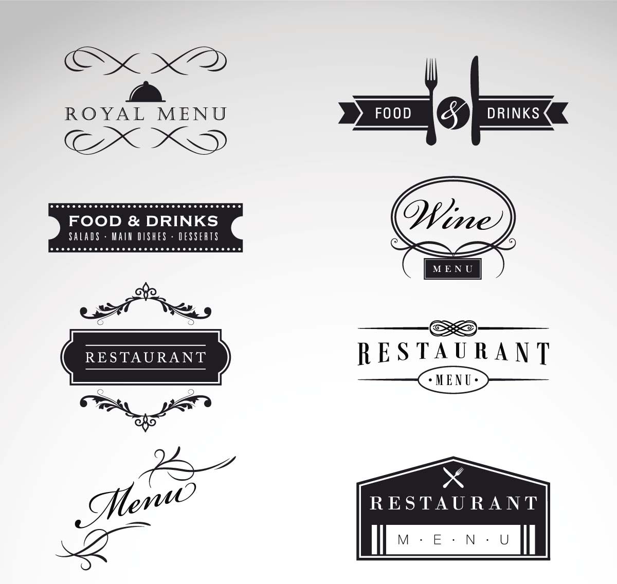 1200x1136 Vintage Logo Restaurant Menu Vector Set Free Vector Clip Art