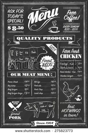 309x470 Vector Chalkboard Restaurant Menu