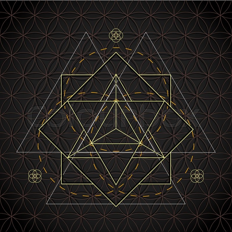 799x800 Vector Merkaba Light Contour Monochrome Sacred Geometry Decoration