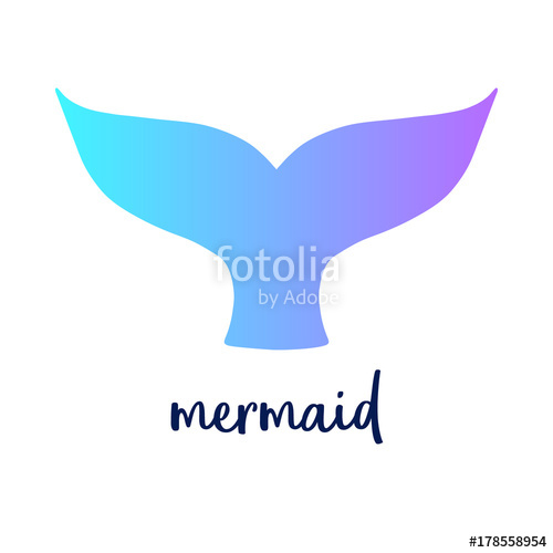 500x500 Mermaid Colorful Tail And Writing, Vector Illustration Drawing Of