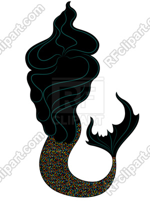 300x400 Mermaid With Luxurious Wavy Hair And Long Scales Fish Tail Vector