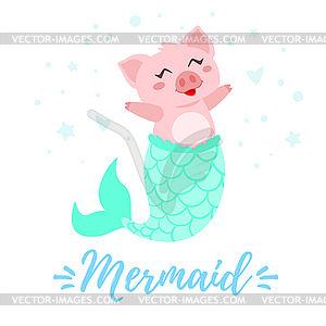 300x300 Cute Pig With Mermaid Tail