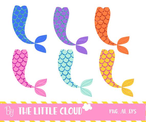 570x475 Glitter Mermaids Tails Clip Art Diy Party Vector Fairy Etsy