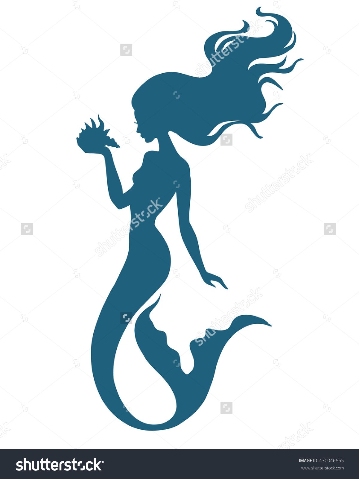 1200x1600 Hand Painted Mermaid, Watercolor Vector Silhouette Illustration