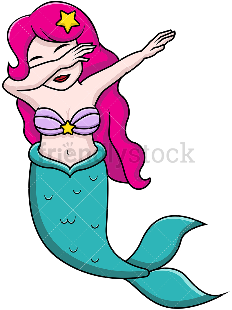 800x1067 Dabbing Mermaid Cartoon Vector Clipart
