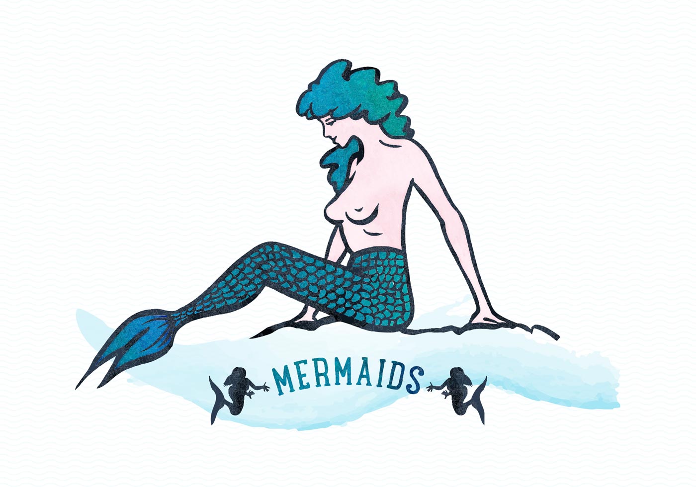 1400x980 Free Watercolor Mermaid Vector Illustration