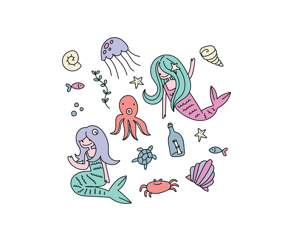 1136x936 Pastel Color Doodled Mermaids Vector Art Amp Graphics