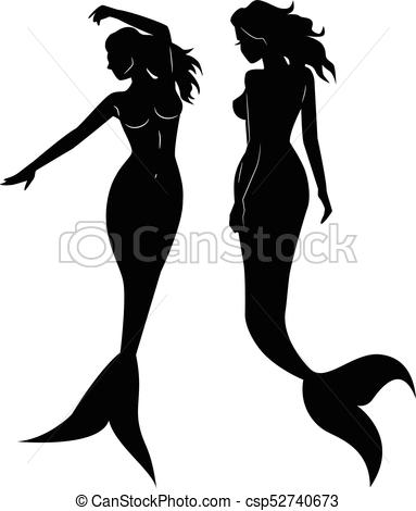 383x470 Collection Of Mermaid Silhouettes Vector.