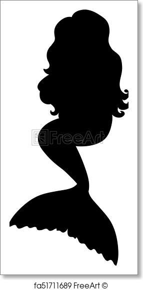 286x581 Free Art Print Of Vector Silhouette Of Mermaid. Vector Black