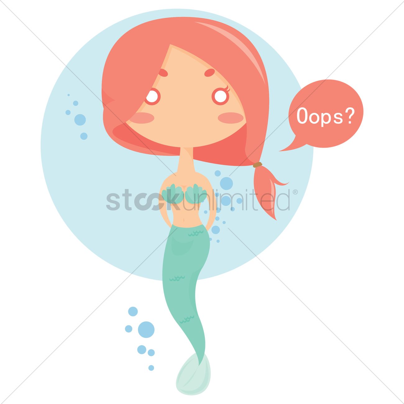 1300x1300 Free Embarrassed Mermaid Vector Image
