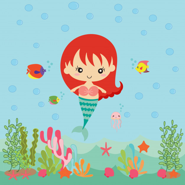 626x626 Pretty Mermaid Vector Cartoon Illustration Vector Premium Download