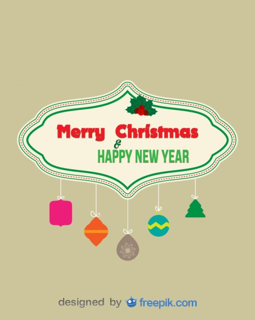 500x626 Merry Christmas And Happy New Year Banner With Decorative Objects