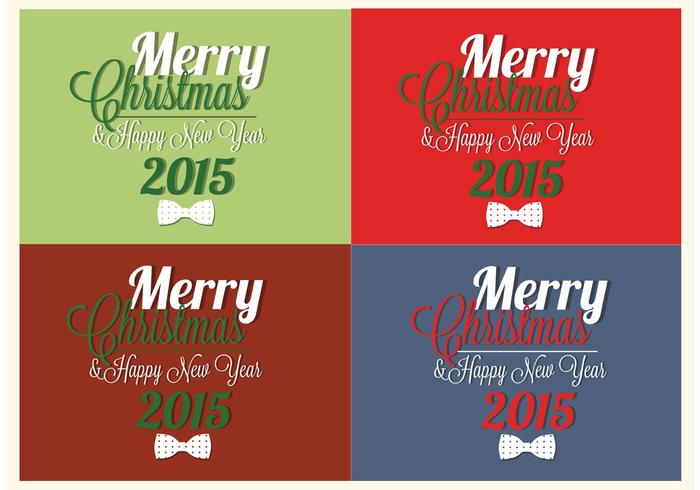 700x490 Bow Tie Merry Christmas And Happy New Year Vector Cards