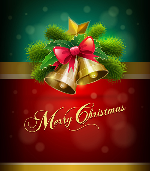 500x570 Merry Christmas Bells And Bow Background Vector Free Download