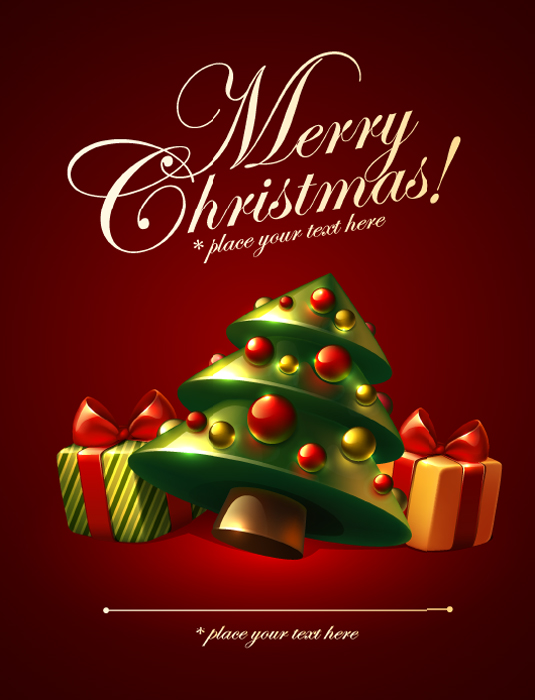 535x700 Cute Christmas Elements Cards Vector 05 Free Download