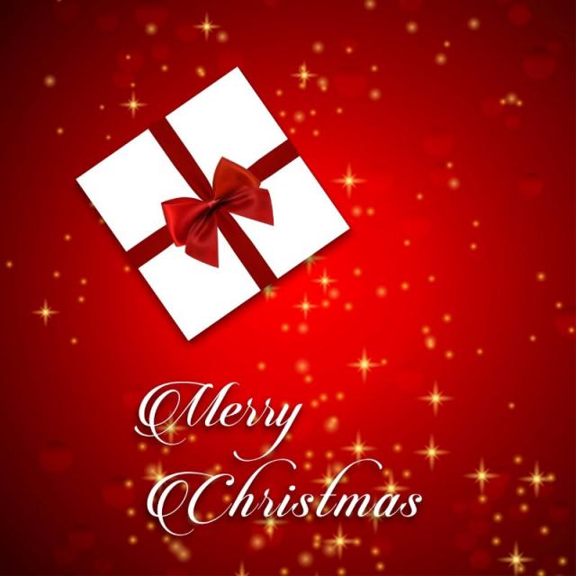 640x640 Merry Christmas With Red Background And Gift Box, Christmas Vector