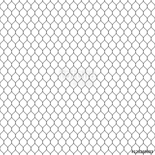 500x500 Vector Seamless Pattern, Black Thin Wavy Lines On White Backdrop