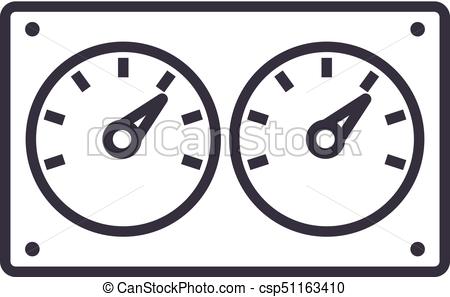 450x297 Dual Control Meter Vector Line Icon, Sign, Illustration On