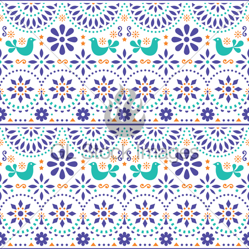 500x500 Mexican Folk Art Vector Seamless Pattern With Birds And F... Gl