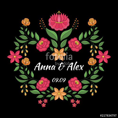 500x500 Autumn Wedding Save The Date Card Template Vector. Hungarian Folk