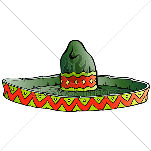500x500 Vector Cartoon Illustration Of A Big Mexican Sombrero Hat Gl