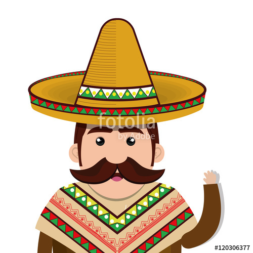 500x500 Avatar Man Cartoon With Mustache And Wearing Traditional Mexican