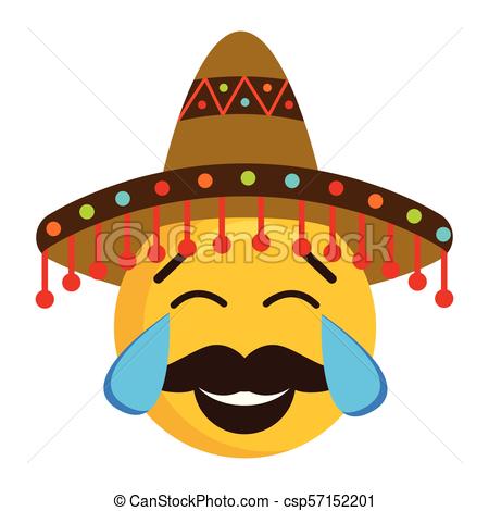 450x470 Happy Emoji With A Mexican Hat. Vector Illustration Design.