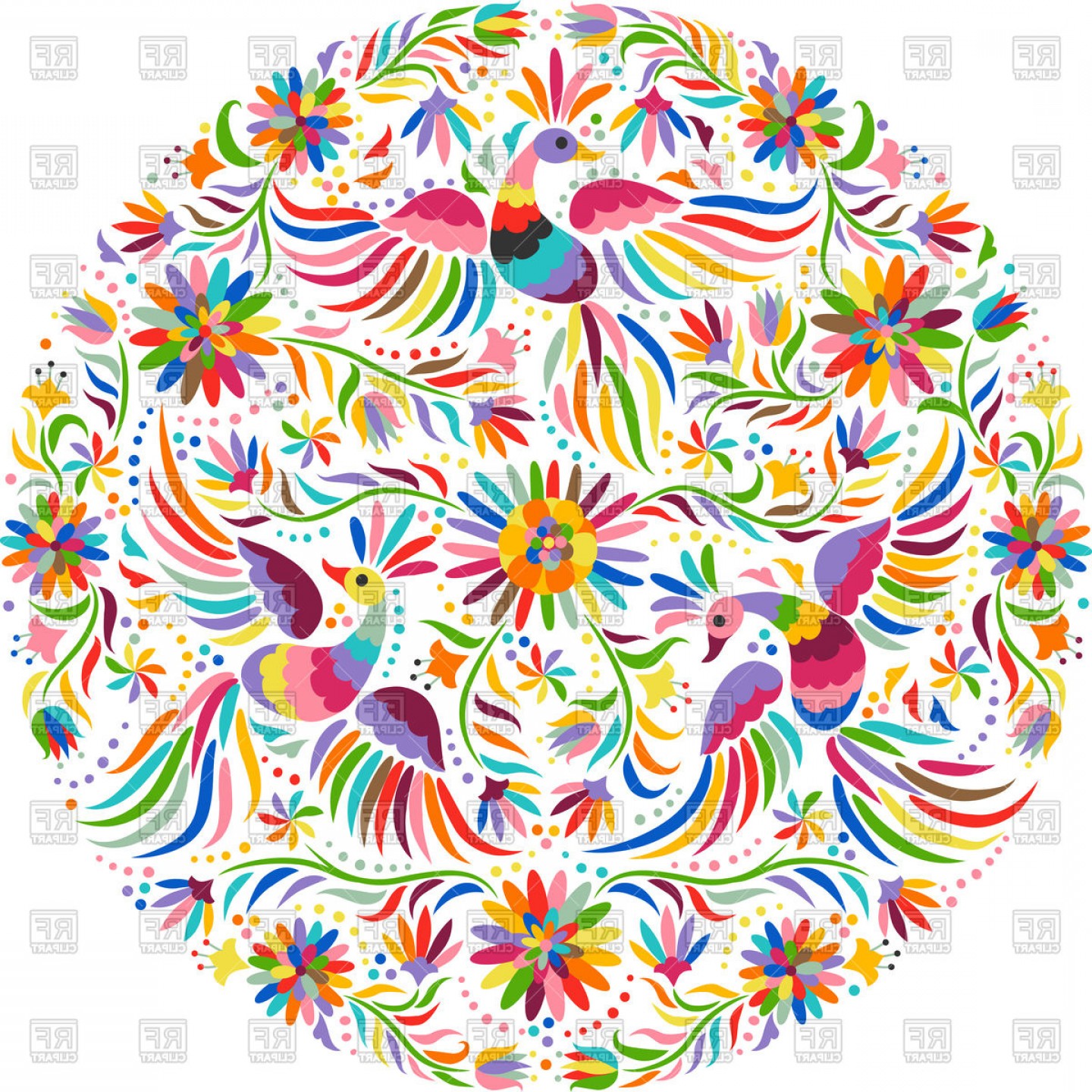 1440x1440 Mexican Embroidery Round Pattern Vector Clipart Lazttweet