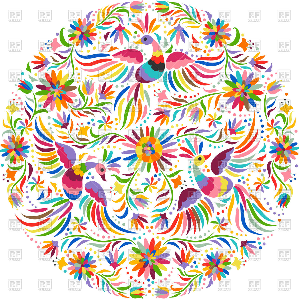 1200x1200 Mexican Embroidery Round Pattern Vector Image Vector Artwork Of