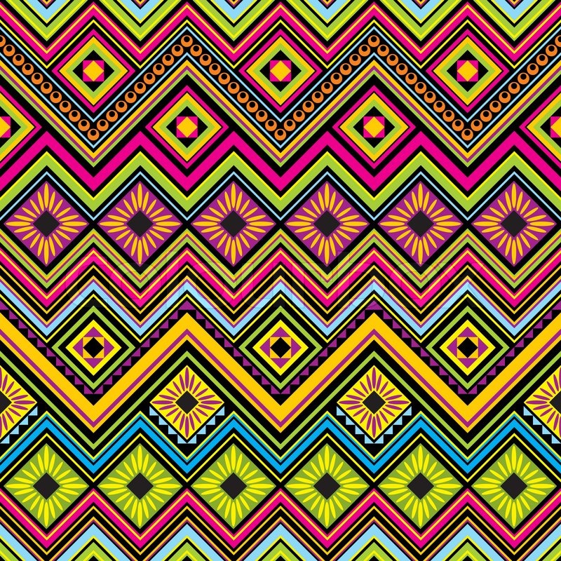 800x800 Vector Seamless Background With Mexican Zigzag Geometric Patterns