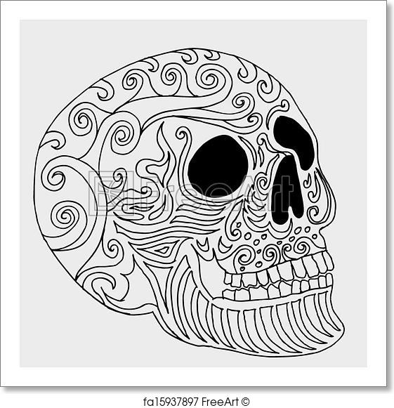 561x581 Free Art Print Of Tattoo Tribal Mexican Skull Vector Art Freeart