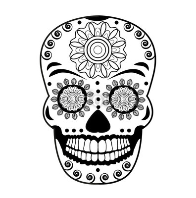396x400 Vector Illustration Of A Mexican Skull Vector For Coloring