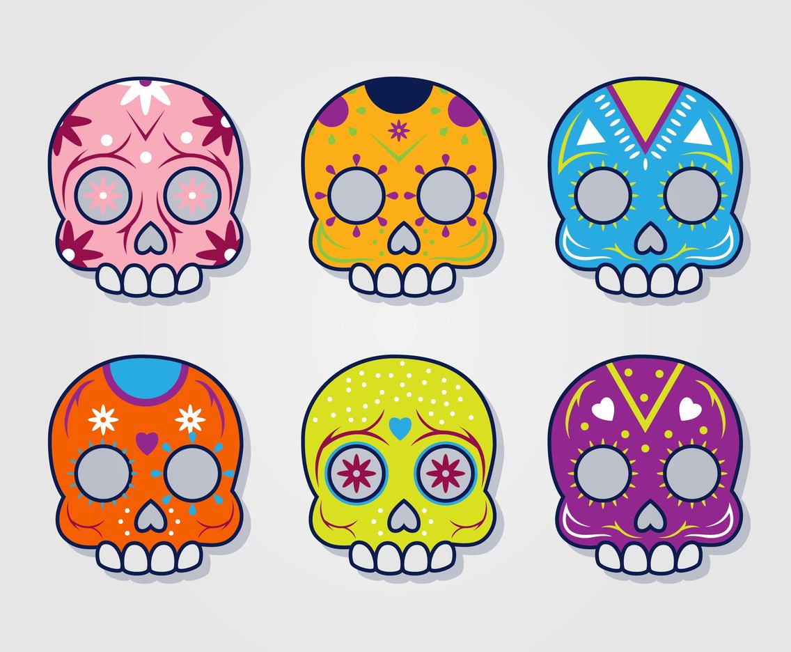 1136x936 Colorful Mexican Skull Vector Set Vector Art Amp Graphics
