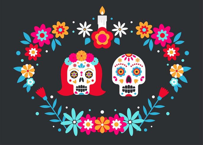 686x490 Couple Sugar Skull Vector