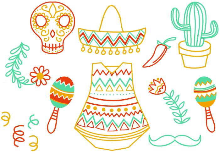 700x490 Free Doodle Mexican Vectors