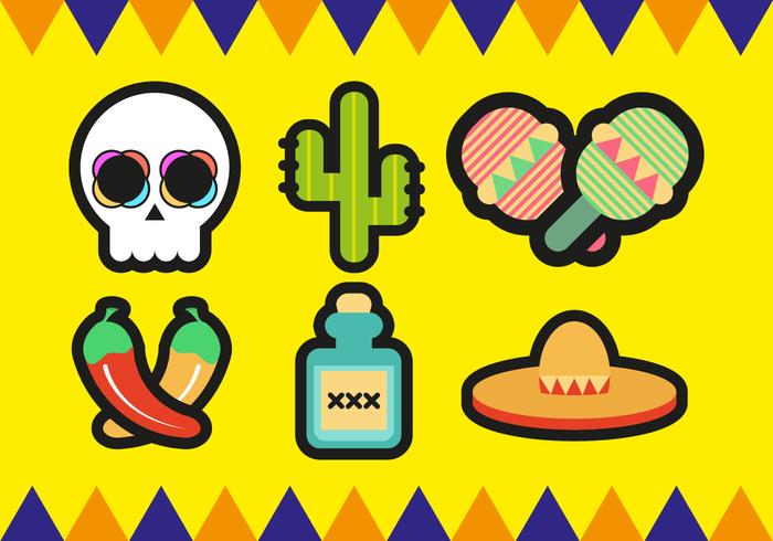 700x490 Mariachi Mexicano Minimalista Iconos Vector