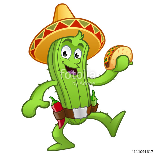 500x500 Cactus Con Un Taco Mexicano En La Mano Stock Image And Royalty