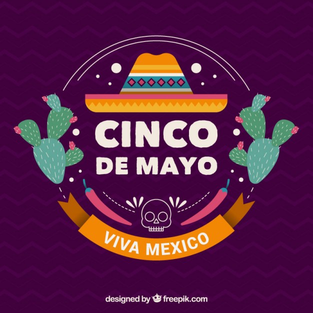 626x626 Cute May Five Background With Mexican Hat And Cactus Vector Free