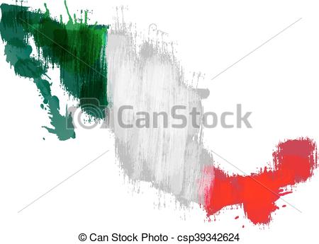 450x345 Grunge Map Of Mexico With Mexican Flag.